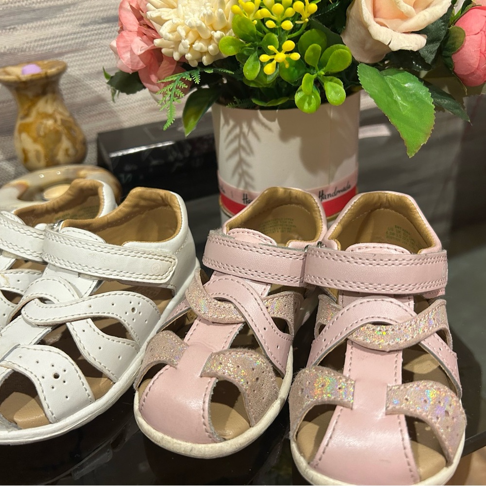 Pink and White Kids Sandals
